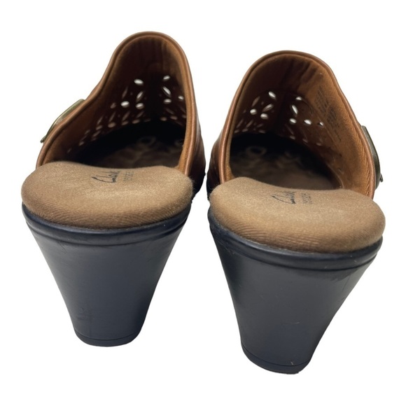 Clarks Bendables Women’s Brown Leather Heeled Mules - Picture 5 of 9